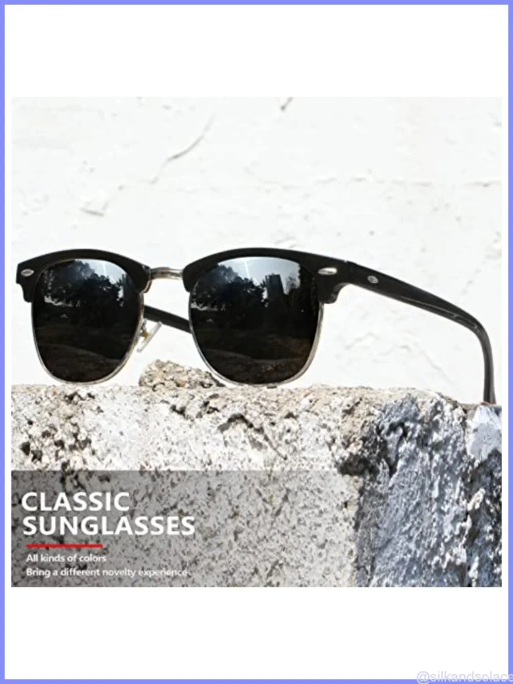 Polarized Retro Semi Rimless Sunglasses 100% UV Protection 4 Pack